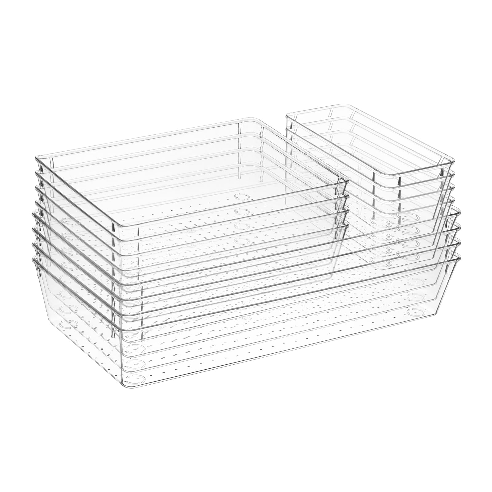 Organiseur de tiroir transparent pour trier les ustensiles de cuisine et produits de toilette