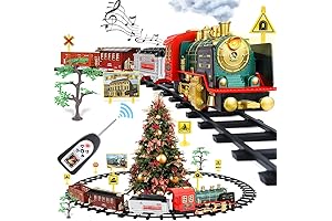 Electric Classic Train Set for Kids with 10 Locomotive Pieces, Smoke, Realistic...