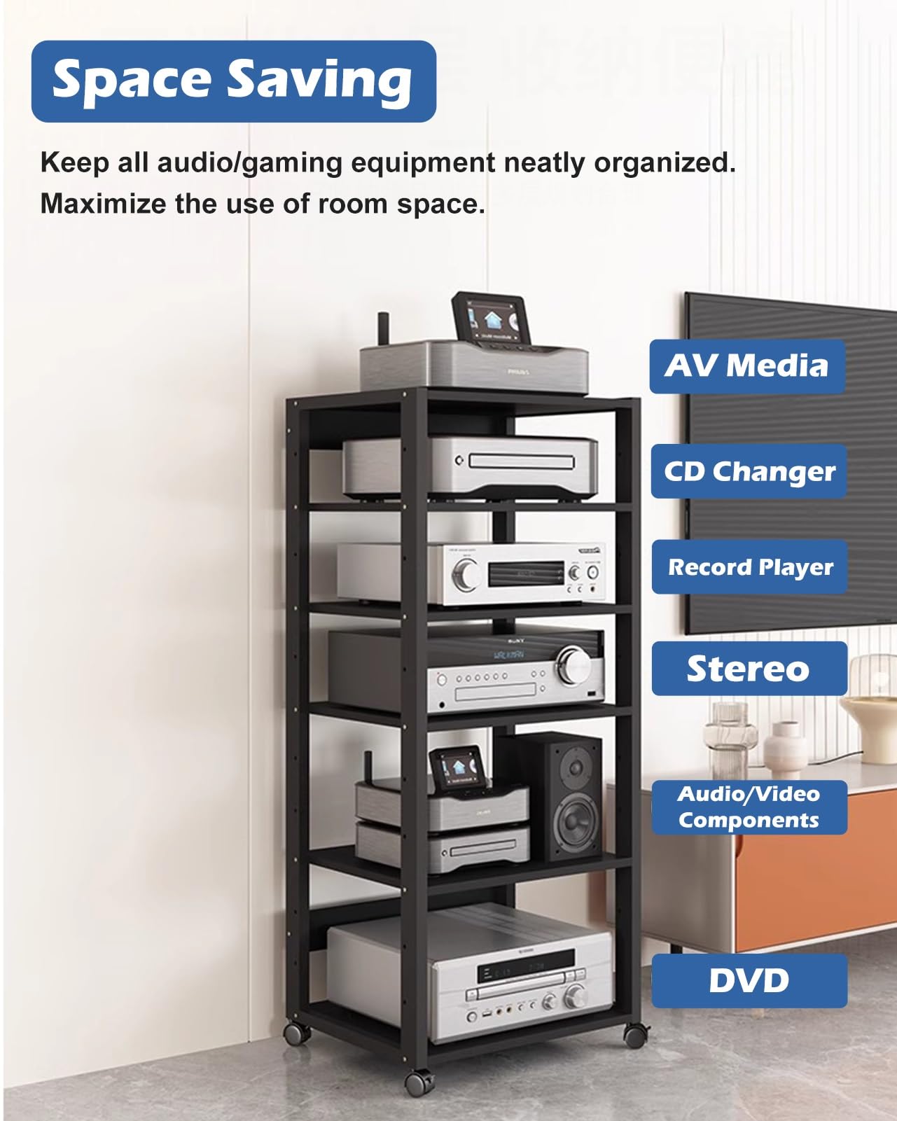 porta-DVD, Supporto multimediale AV con ripiani regolabili