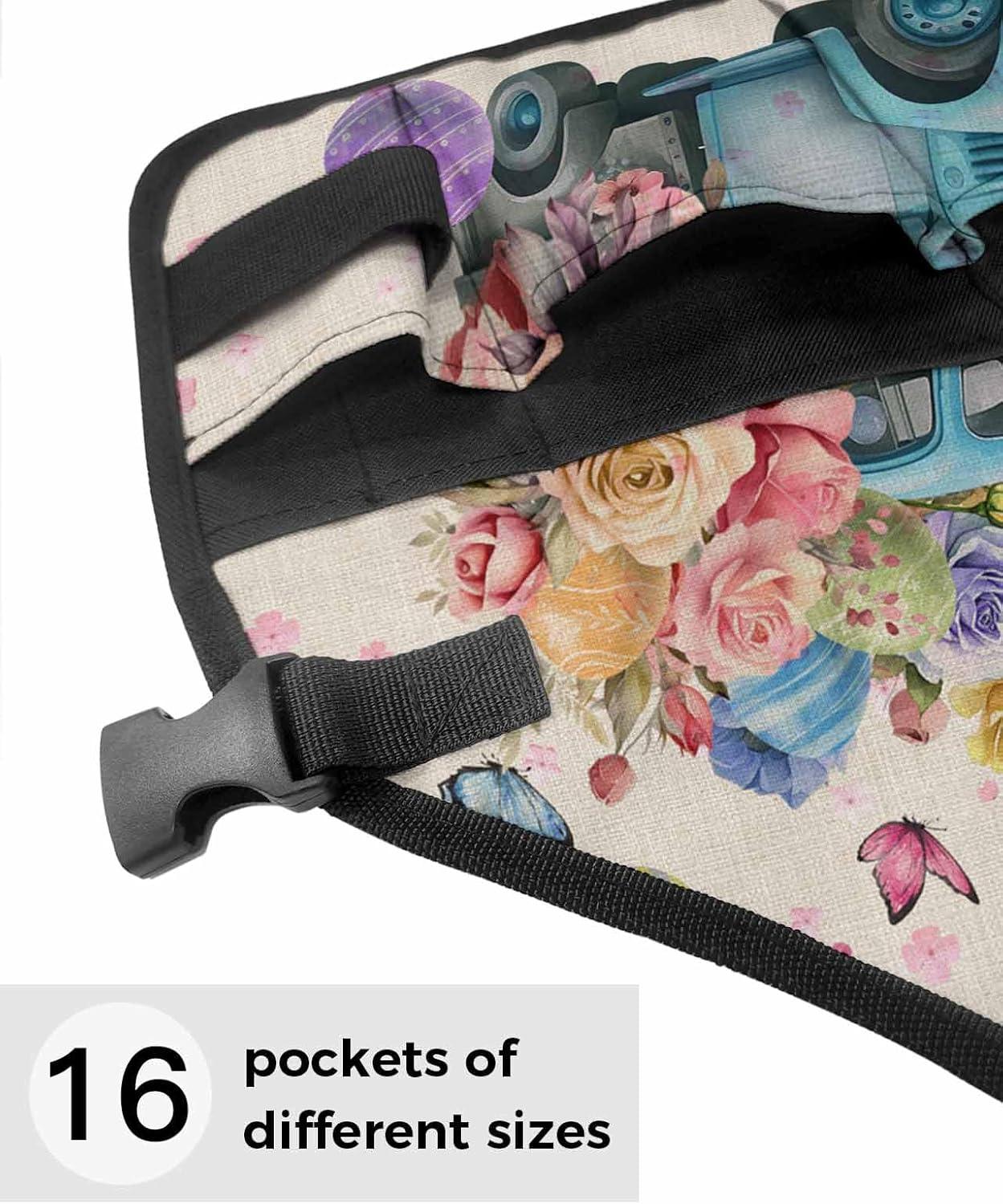 Work Apron for Men Adjustable Woodworking Apron 16 Pocket Oxford Apron Easter Eggs Flowers Trucks Burlap Tool Apron