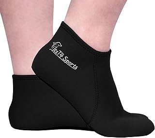 FitsT4 Neoprene Water Socks 3mm Snorkel Fin Socks Perfect for Water Sports, Scuba Diving, Snorkeling, Swimming and All Water and Sand Activities Black S