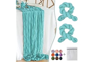 Teal Cheesecloth Table Runner 2 Pack - 120 Inches for Baby Showers and Weddings