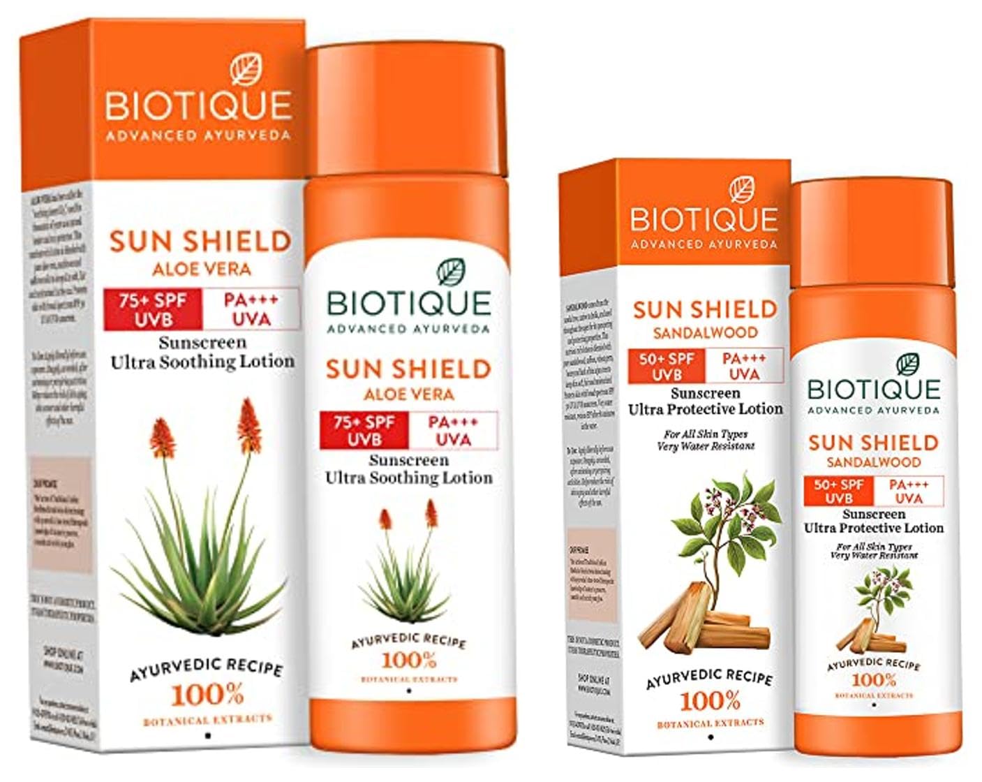 Biotique Sun Shield Aloevera 75+ SPF UVB Sunscreen Ultra Soothing Body Lotion, 190ml & Biotique Sun Shield Sandalwood 50+SPF UVB Sunscreen Ultra Protective Lotion For All Skin Types, 120ml-image-32