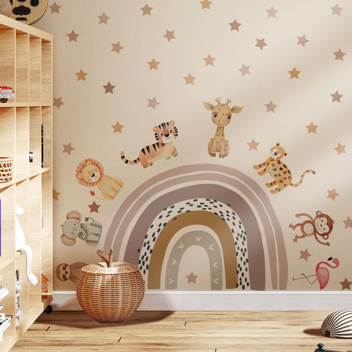 Stickers muraux arc-en-ciel bohème pour chambre fille et bébé