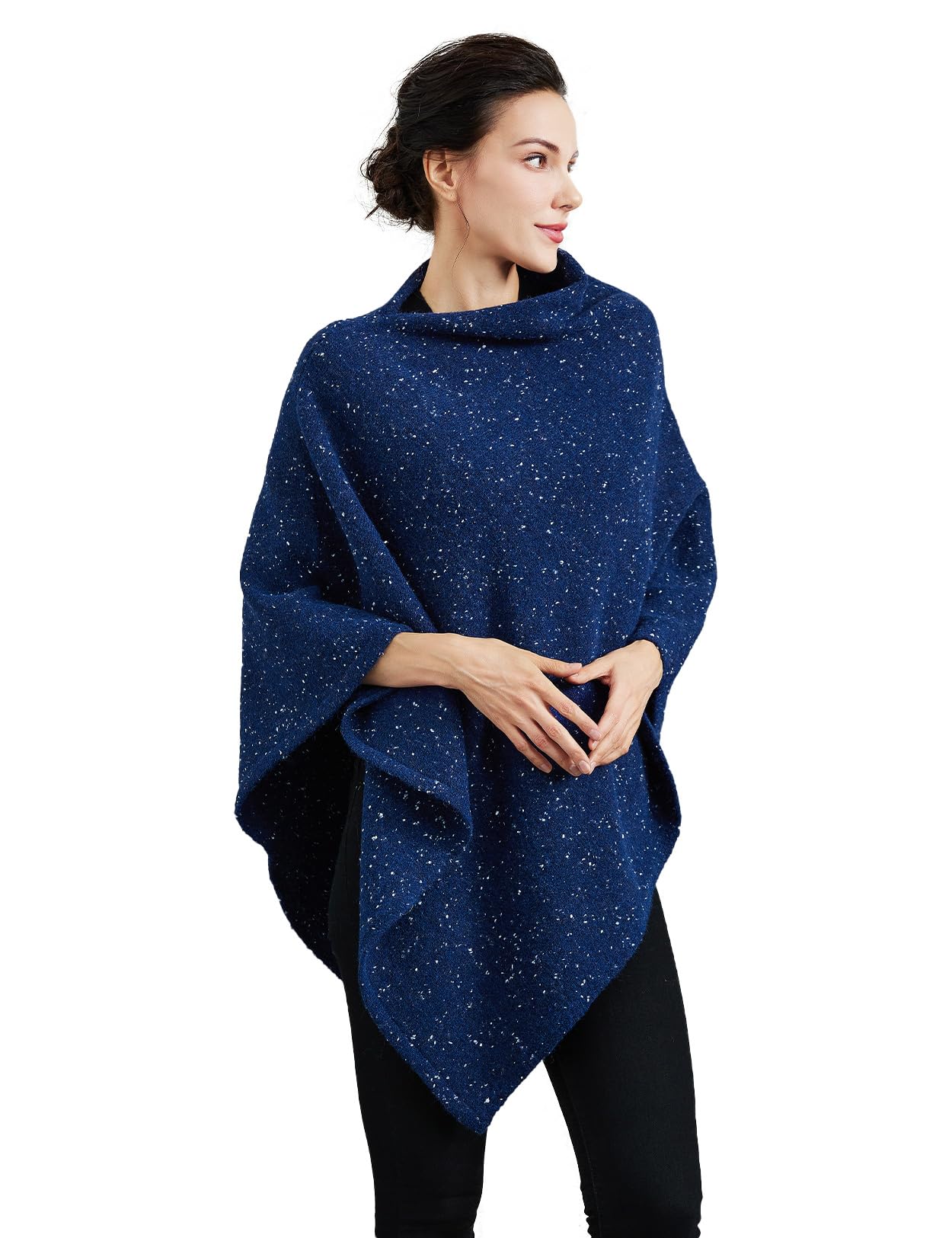 BEAUTELICATE Poncho a Maglia Donna Poncho Mantella Misto Lana Tweed Stola Coprispalle Pullover Senza Braccia per Invernale Autunno
