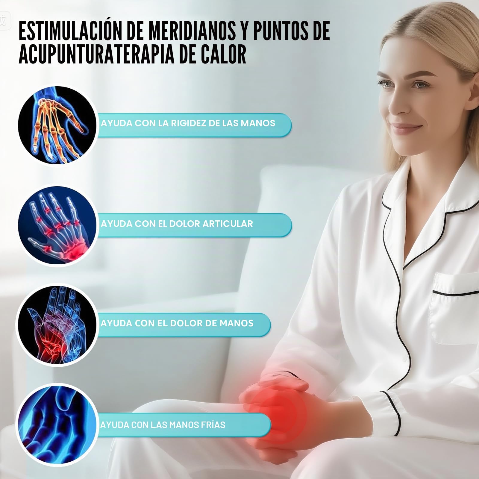 Masajeador de Manos con Función de Calefacción, Inalámbrico Masajeador Electrico de Mano con Función de Prensa, Massage para Aliviar la Fatiga de las Manos