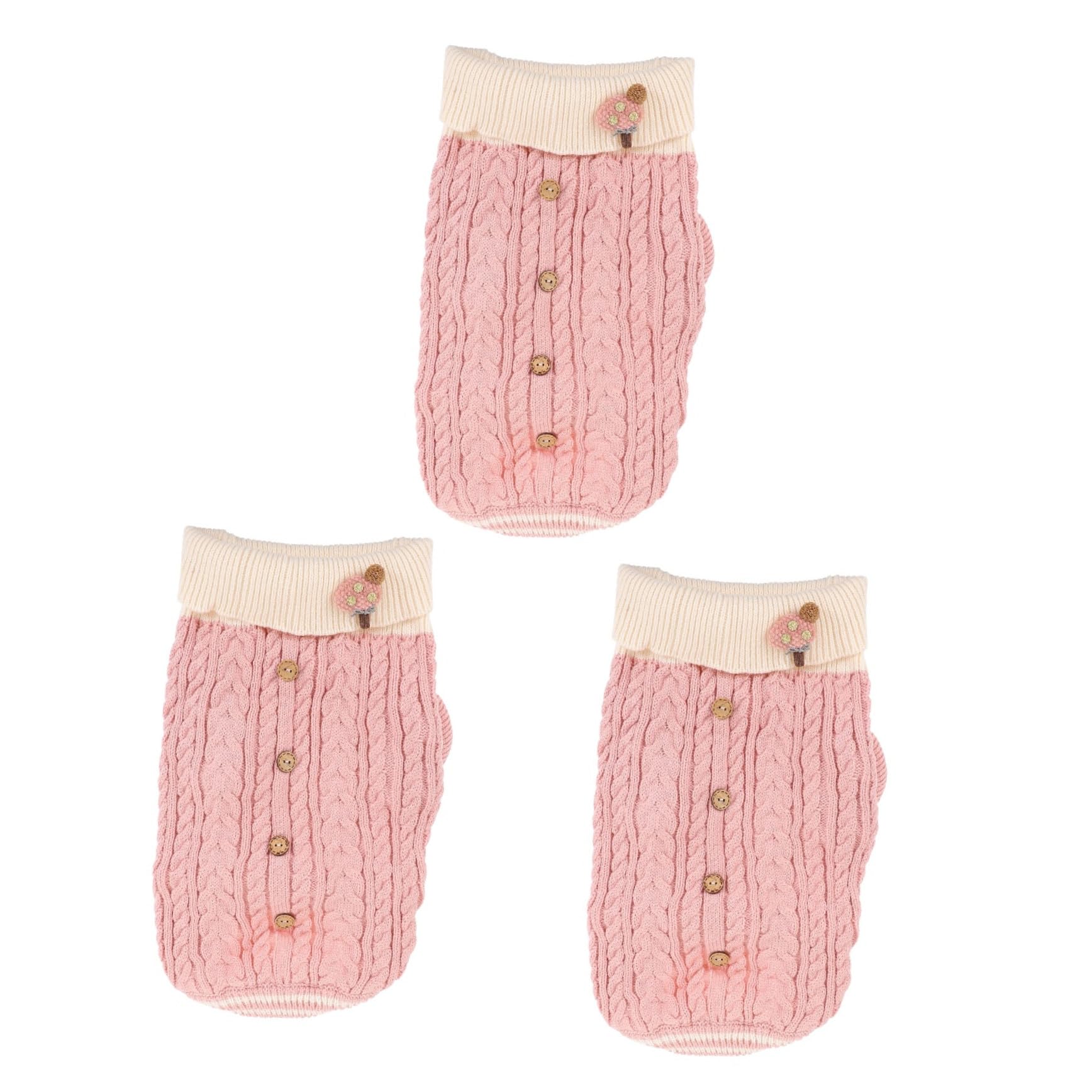 BESPORTBLE 3pièces Sweater pour Chien Vêtement Hiver Pull Chaud Coton pour Chiens Costume Confortable pour Animaux De Compagnie Rose XS