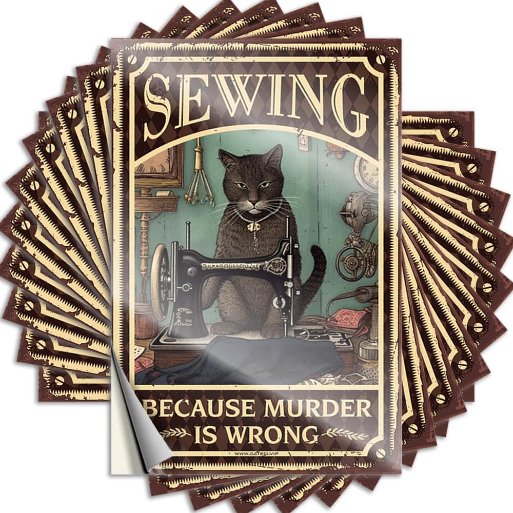 Fuzzy Tattoos, Mimosa Bumper Cat Kitty Sewing Because Murderis Wrong | Funny Quote Ship Decals(8X12CM)