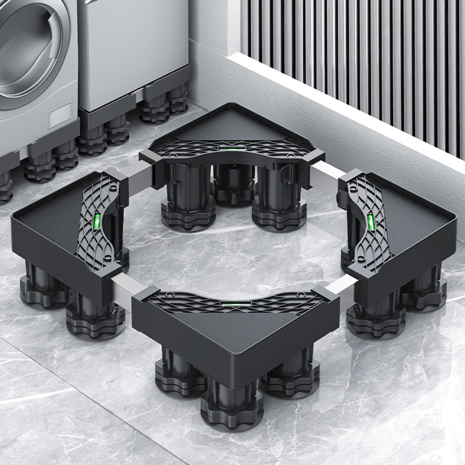 Piedini Antivibrazione Lavatrice Sovrapposizione Lavatrice Asciugatrice Scaffale Lavatrice Regolabile Rialzo Lavatrice da Terra Supporto Lavatrice 8 Legs 8 Wheels