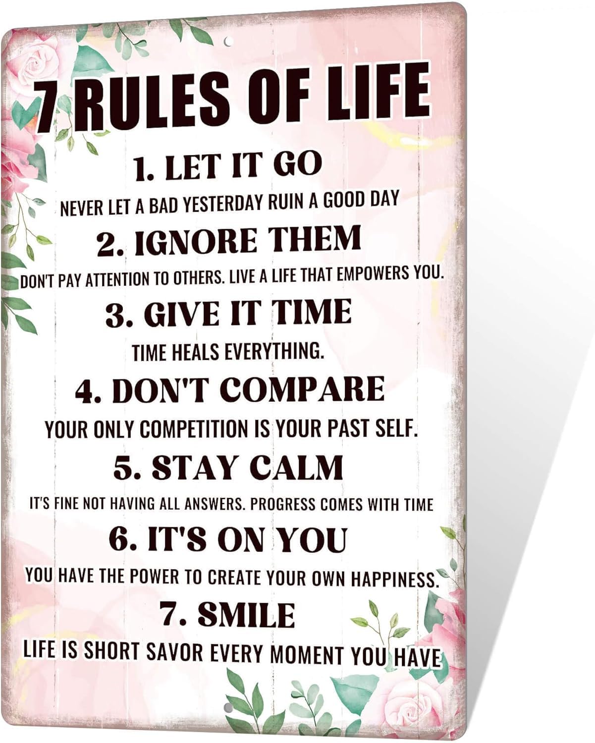 SMAZDFXX 7 Rules Of Life Metal Tin Sign Motivational Quotes Wall Decor Inspirational Posters for bedroom Motivational Wall Art for Bedroom Kitchen Bathroom Home Decor 12"x16"
