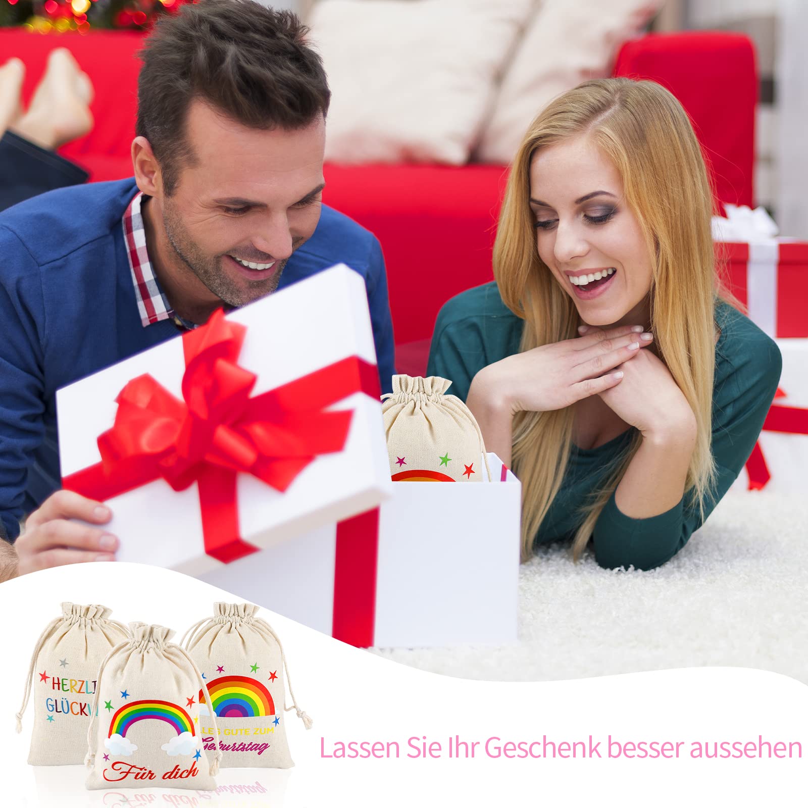 Papierdrachen Lot De 3 Sacs Cadeaux De Noël – Magnifiquement Brodés Et