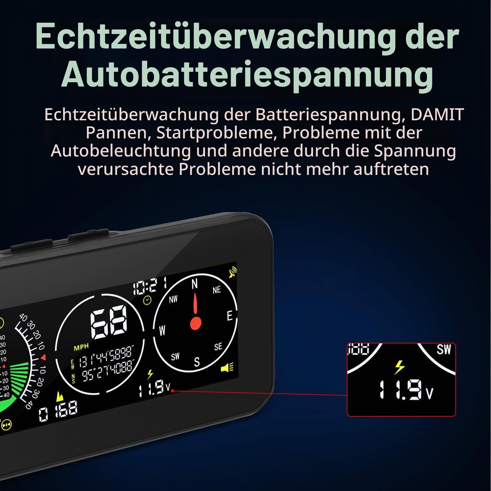 M60 Auto Head Up Display Auto Kompass Inclinometer Neigungswinkel Geschwindigkeit GPS Digital Neigungsmesser Overspeed Alarm Auto Off Road Zubehör