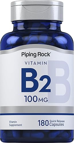 Piping Rock Vitamina B2 100 mg | 180 Cápsulas | Riboflavina | Vegetariano, sin OMG, suplemento sin gluten disponible en Yaxa Colombia