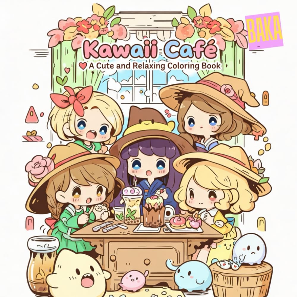 Kawaii Café A Cute and Relaxing Coloring Book: Adorable Girls, Sweet Treats, and Cozy Moments to Relax, Relieve Stress, and Spark Creativity