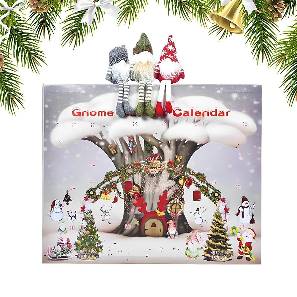 SPEPROECOChristmas Gnome Advent Calendar 2024, severalDay Christmas Advent Calendar with 24 Pcs Gnome Plush Toy, 24 Days Gnome Decor Count Down To 2024Christmas Stuffed Plush Gifts for Kid