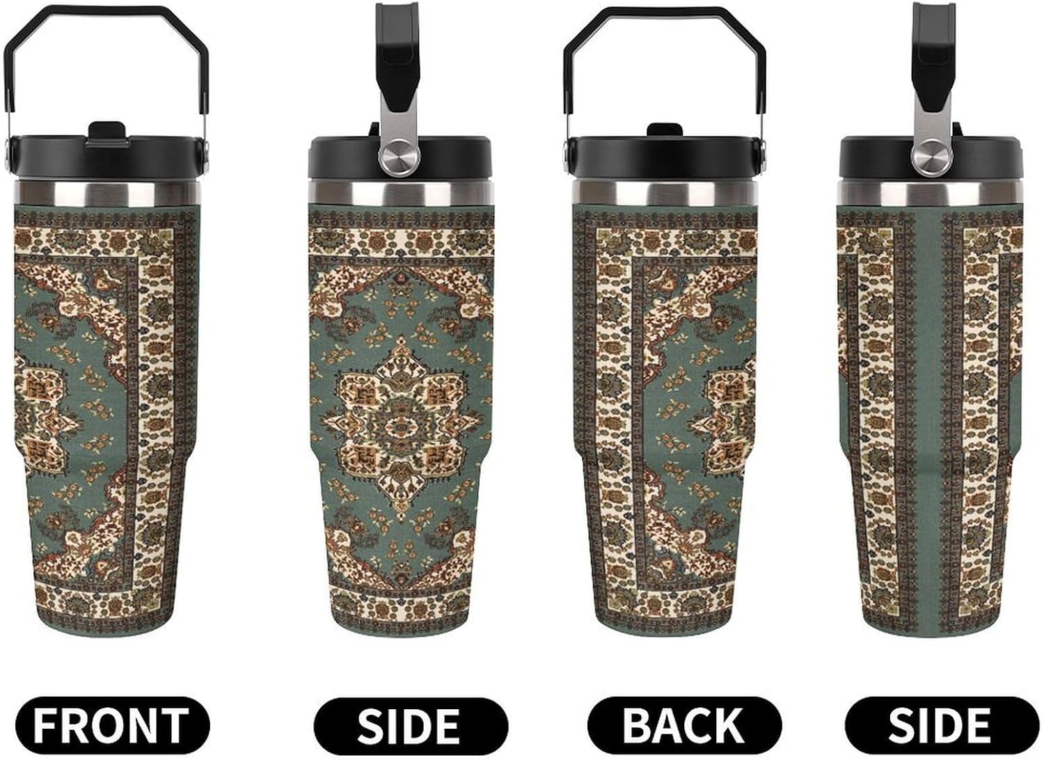 Oriental Traditional Tumbler with Top Handle & Straw 30oz image 3