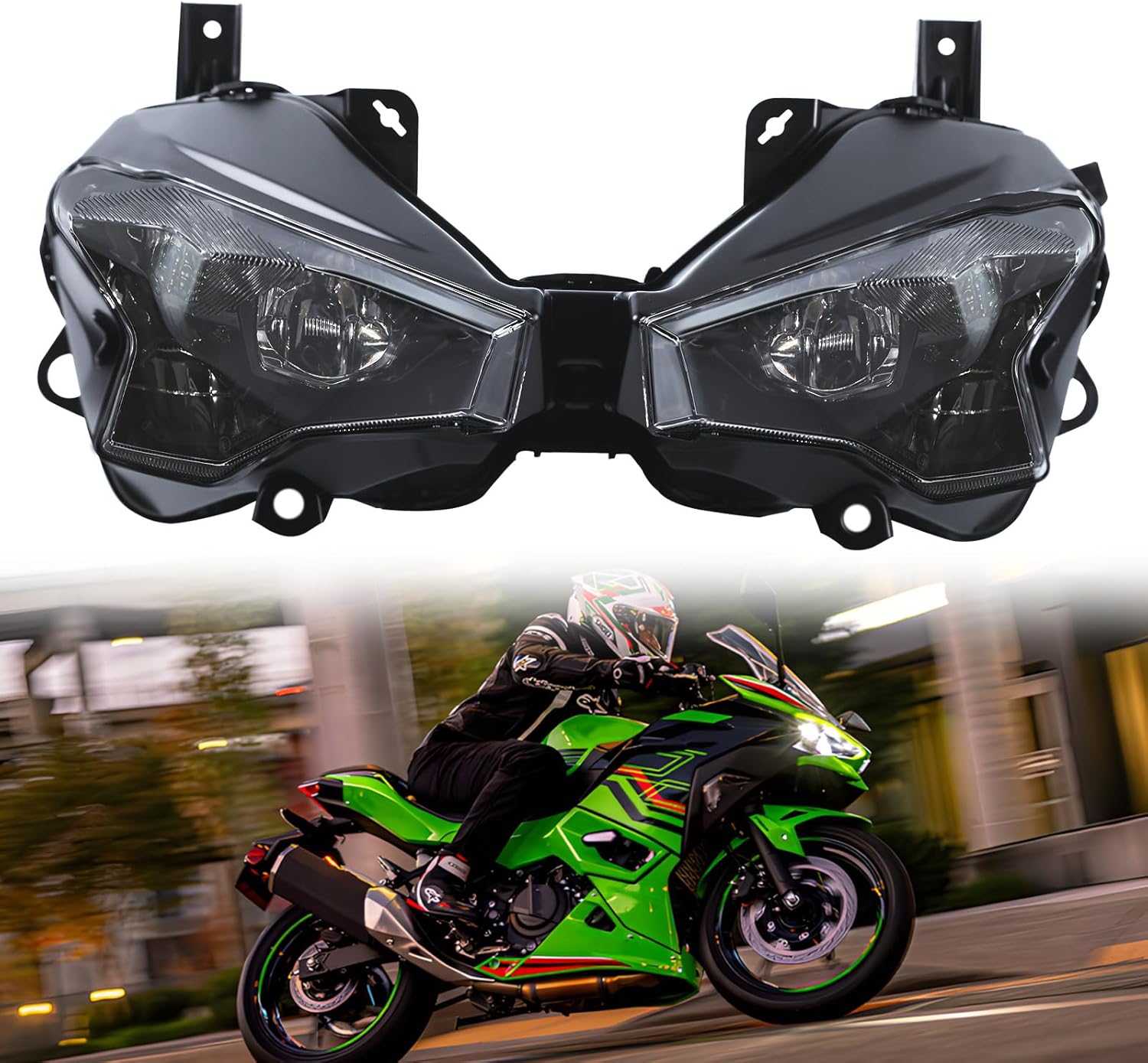 LED Headlight for ninja 500 ZX-6R 24-25, LED Integrated Front Light Head Lamp w/DRL High Low Beam for Kawasaki Ninja 500 SE ZX-6R 636 2024-2025 Accessories