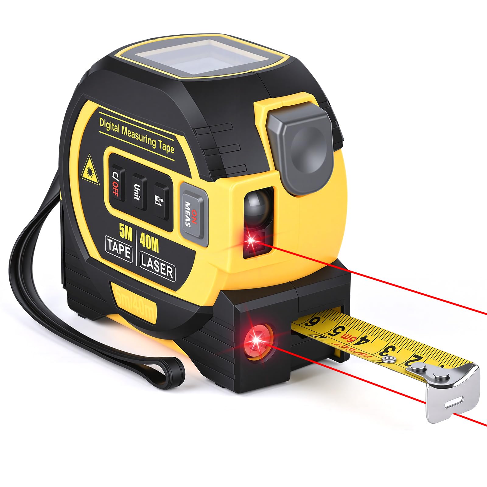 Gaethra 3-in-1 Laser Tape Measure, 130ft/40m Digital Tape Measure with Vertical Cross Line, 16ft/5m Auto-lock Tape, LCD Display Lazer Tape Measure for Construction/DIY/Interior Design