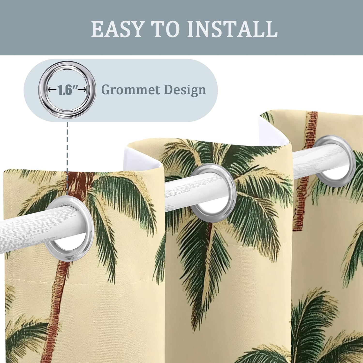 Palm Tree Curtains for Bedroom - Tropical Blackout Curtains for Bedroom Living Room, Hawaii Window Curtain, Palm Tree Home Decor Curtain, Drapes 84 Inch Length 2 Panels Set