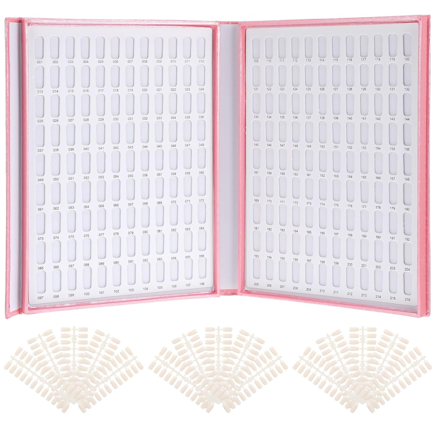 2 Pack 216 Colors Nail Display Book, Nail Gel Polish Display Chart with 480 Nail Tips, Nail Polish Sample Display Book for Nail Salon and Nail Painting Practice, No Need Glue