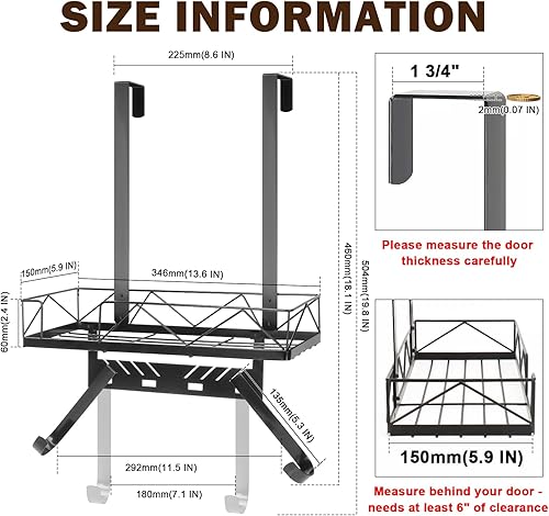 Miniatura 5 de Colgador de Tabla de Planchar, Caddy de Tabla de Planchar de Metal Sobre la Puerta o Montado en la Pared, Estante de Almacenamiento de Tabla de