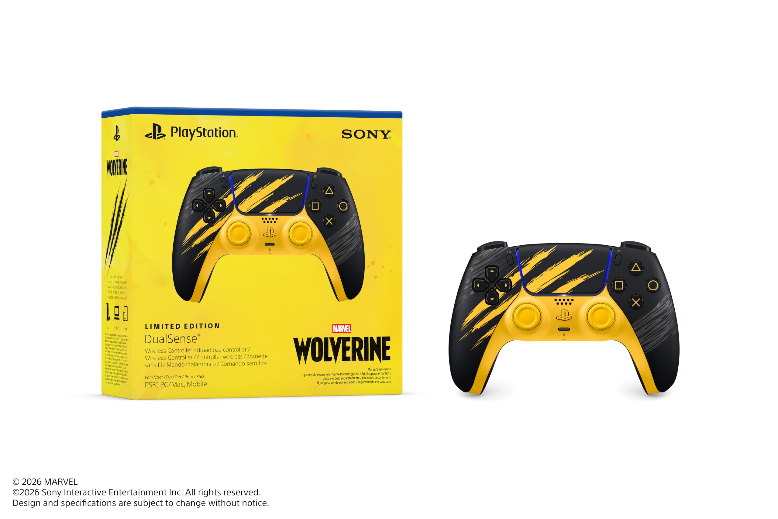 Manette sans fil DualSense – Édition limitée Marvel’s Wolverine, compatible PS5, PC, Mac et appareils mobiles