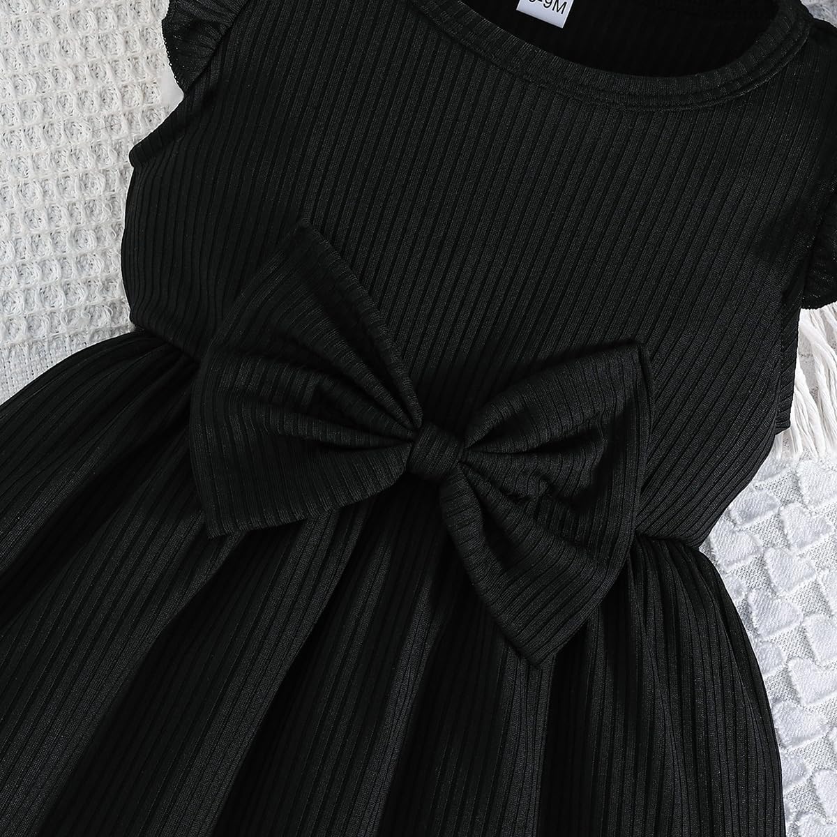 Baby Girl Dress Butterfly Print Bowknot Ruffle Sleeveless Summer Dress Cute Polka Dot For Girls - 3
