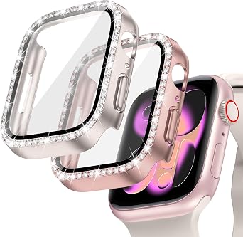 Goton 2-Pack Bling Case for Apple Watch Series 11/10 Screen Protector 42mm, Women Diamond Rhinestone Bumper Face Cover for iWatch Accessories 42 mm