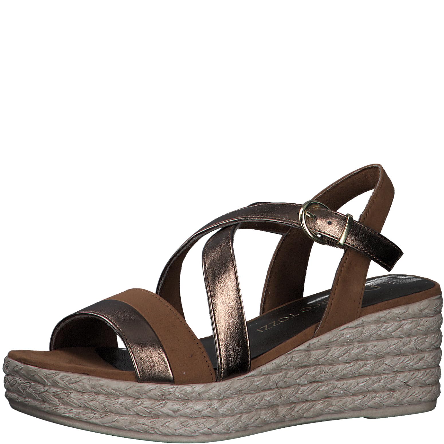 MARCO TOZZI Women's 2-28375-42 Wedge Sandal, Bronce Comb, 3.5