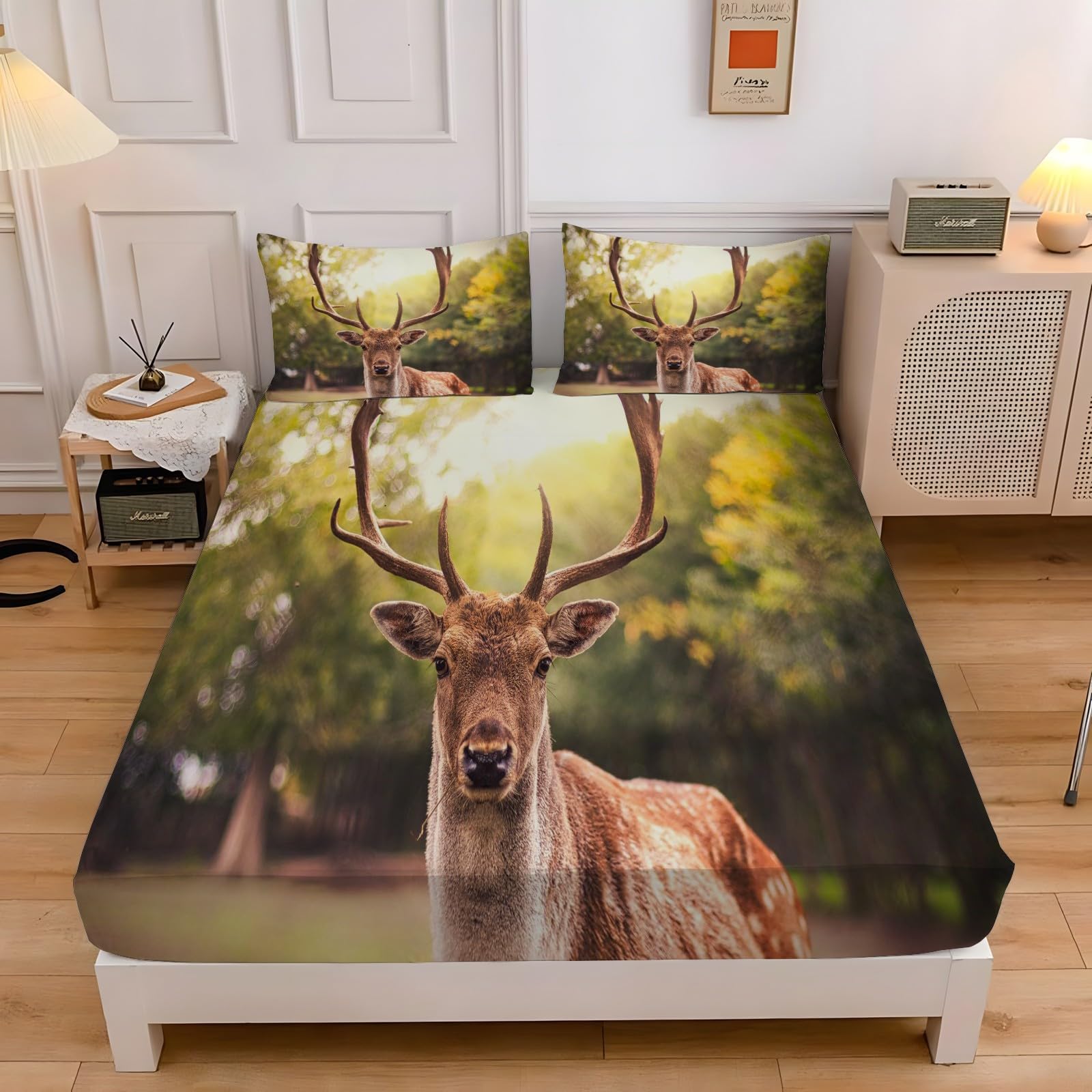 Amazon｜ボックスシーツ シングル シカ 青 ベッドカバー 100×200cm