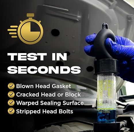 Gold Label Combustion Leak Test Fluid 500ml (16.9 oz) | Head Gasket Tester Liquid for Gas & Diesel Engines | 100+ Tests | Fast Leak Detection for Cracked Heads, Blocks, Gaskets