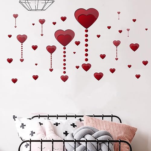Miniatura 5 de Calcomanías de pared colgantes de corazón para el día de San Valentín, murales de pared para decoración de habitación, puerta, boda, fiesta, ventana