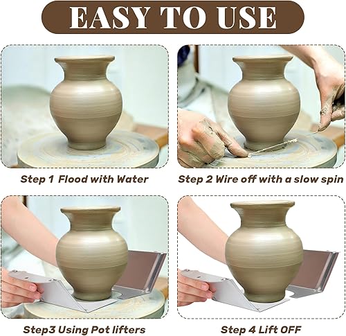 Miniatura 3 de Yaocom 1 par de levantadores de ollas de arcilla de 5 pulgadas de ancho, herramientas de elevación de olla de arcilla de aluminio, herramientas de