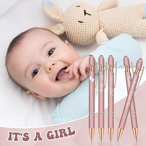 Miniatura 4 de Jspupifip 50 bolígrafos de baby shower con punta de lápiz capacitivo, bolígrafos retráctiles de metal para baby shower, bolígrafos de tinta negra