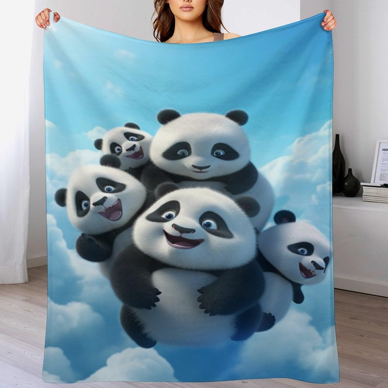 Couverture flannel panda anti-froid pour réchauffer le lit des enfants