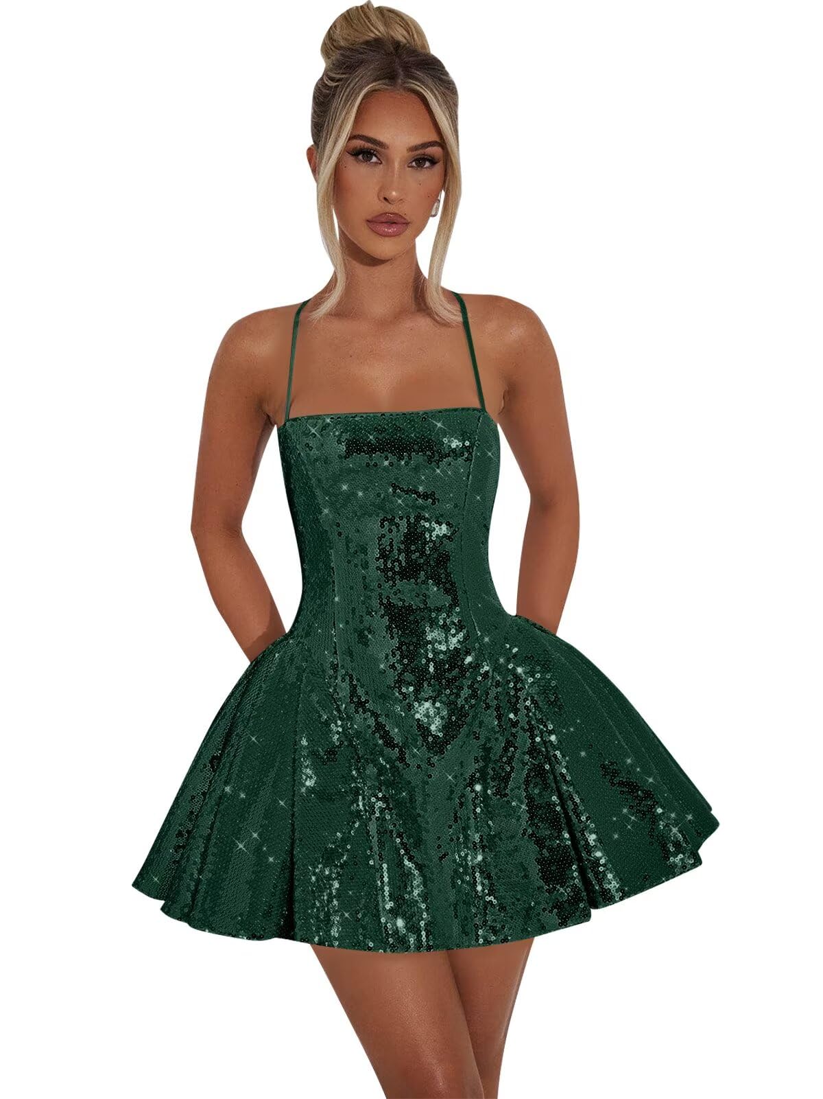 kilusoft Sparkly Sequin Homecoming Dresses for Teens Short Party Prom Dress Cocktail Gowns