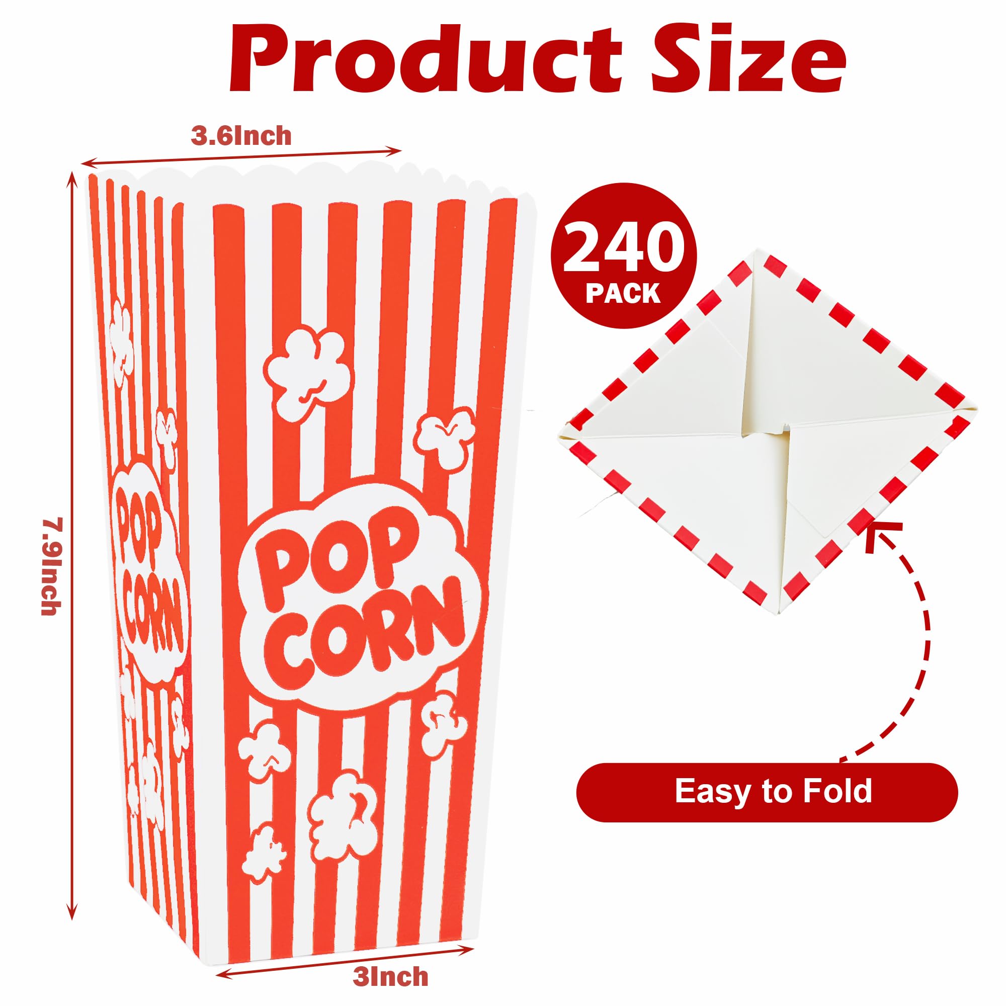 Homrelaxy Popcorn-Boxen, große Kapazität, Popcorn-Behälter für Pop-Mais-Maschine, Filmabend, Kino, Karneval, Party, Konzessionen, 240 Stück