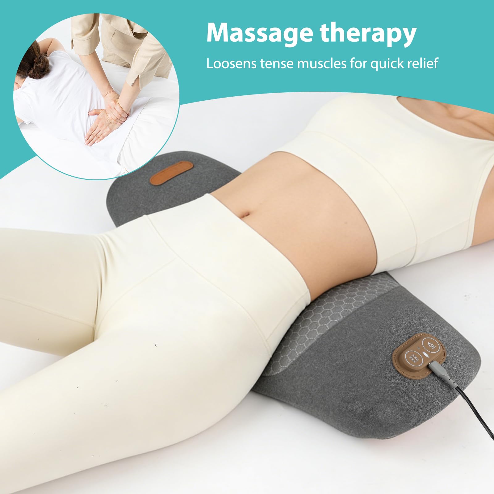 Dispositivo de masaje lumbar eléctrico, masajeador lumbar eléctrico, dispositivo eléc-trico de tracción lumbar, masajeador lumbar eléc-trico, masajeador trasero con vibración y calor, masajeador