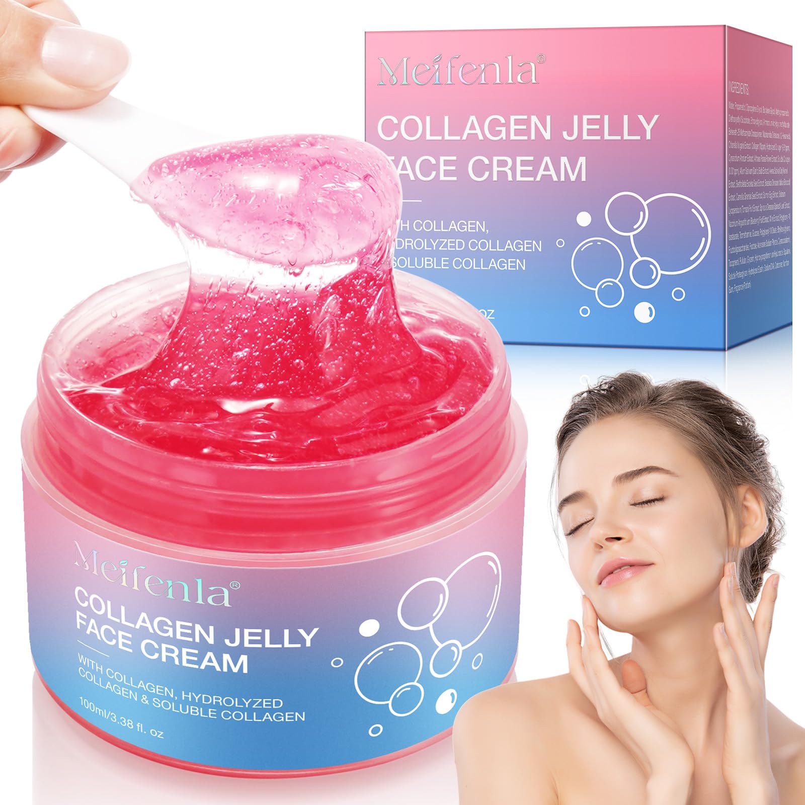 Collagen Jelly Cream, Collagen Gel Face Cream with Niacinamide & Hydrolyzed Collagene, Anti-Aging Face Moisturiser