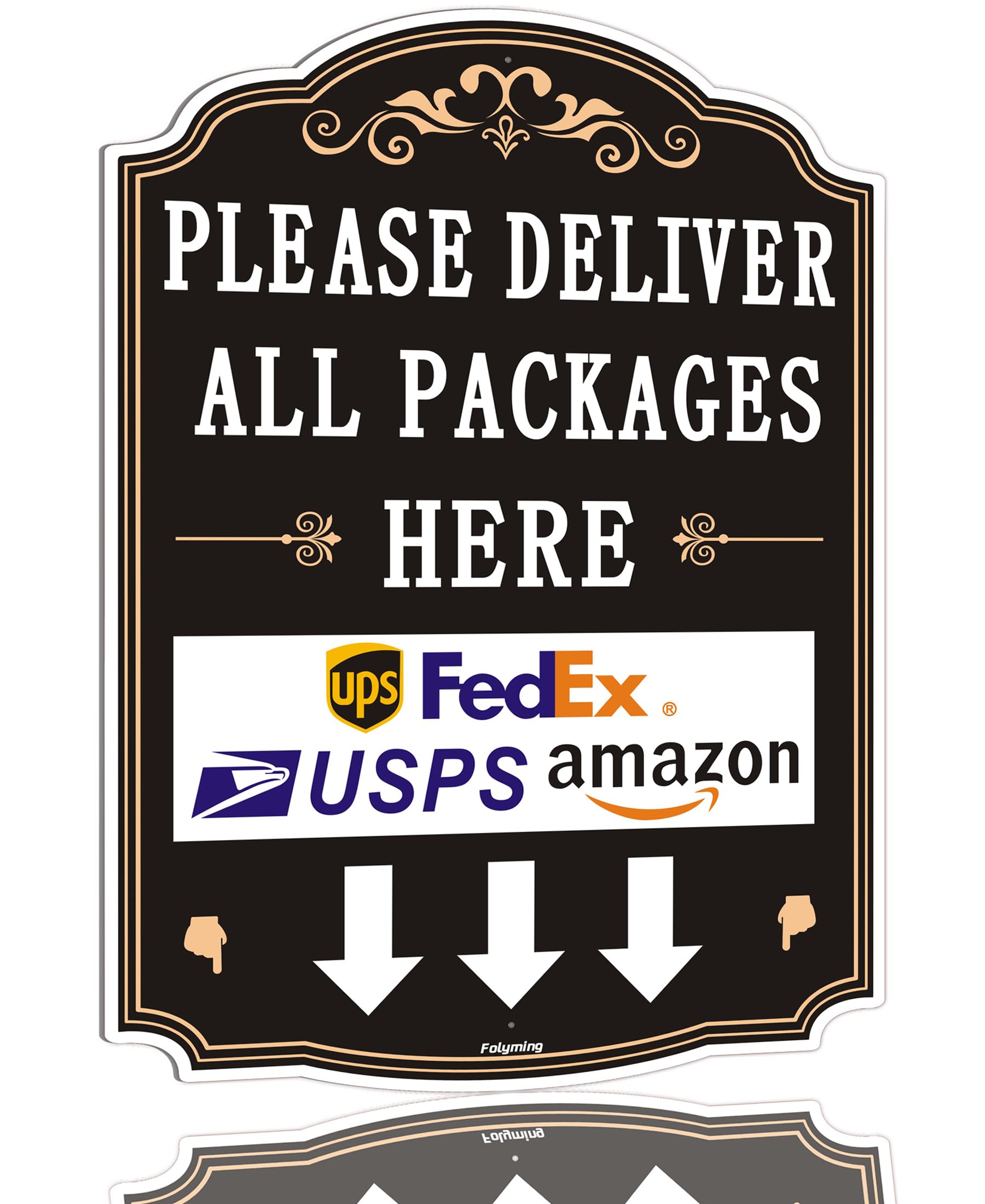 "Please Leave Deliveries Here" Reflective Aluminum Sign - 10x14 Inch Weatherproof Delivery Instruction Sign