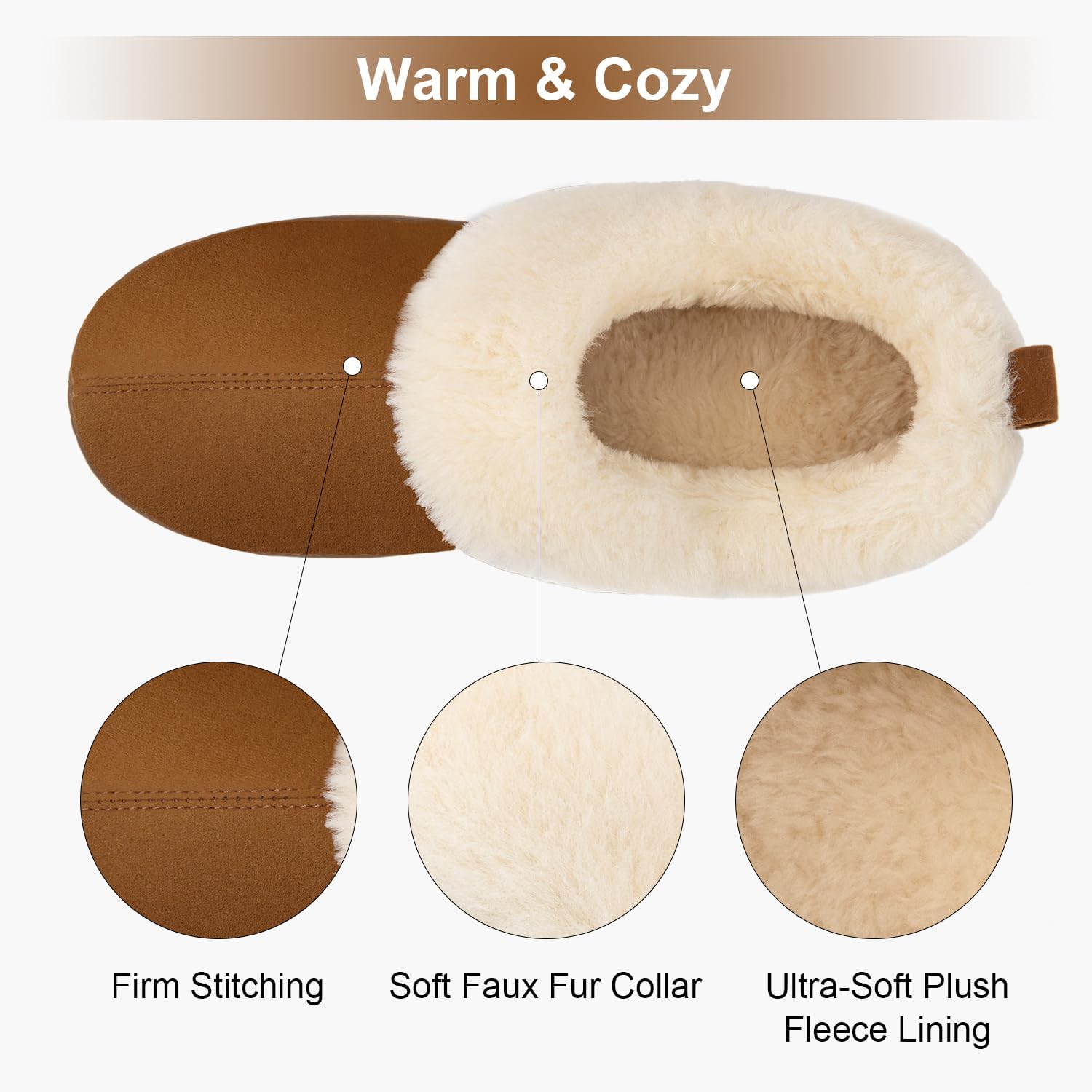 FamilyFairy Women's Warm Bootie Slippers Winter Cozy House Shoes Non Slip Indoor Outdoor with Fuzzy Collar - Image 4