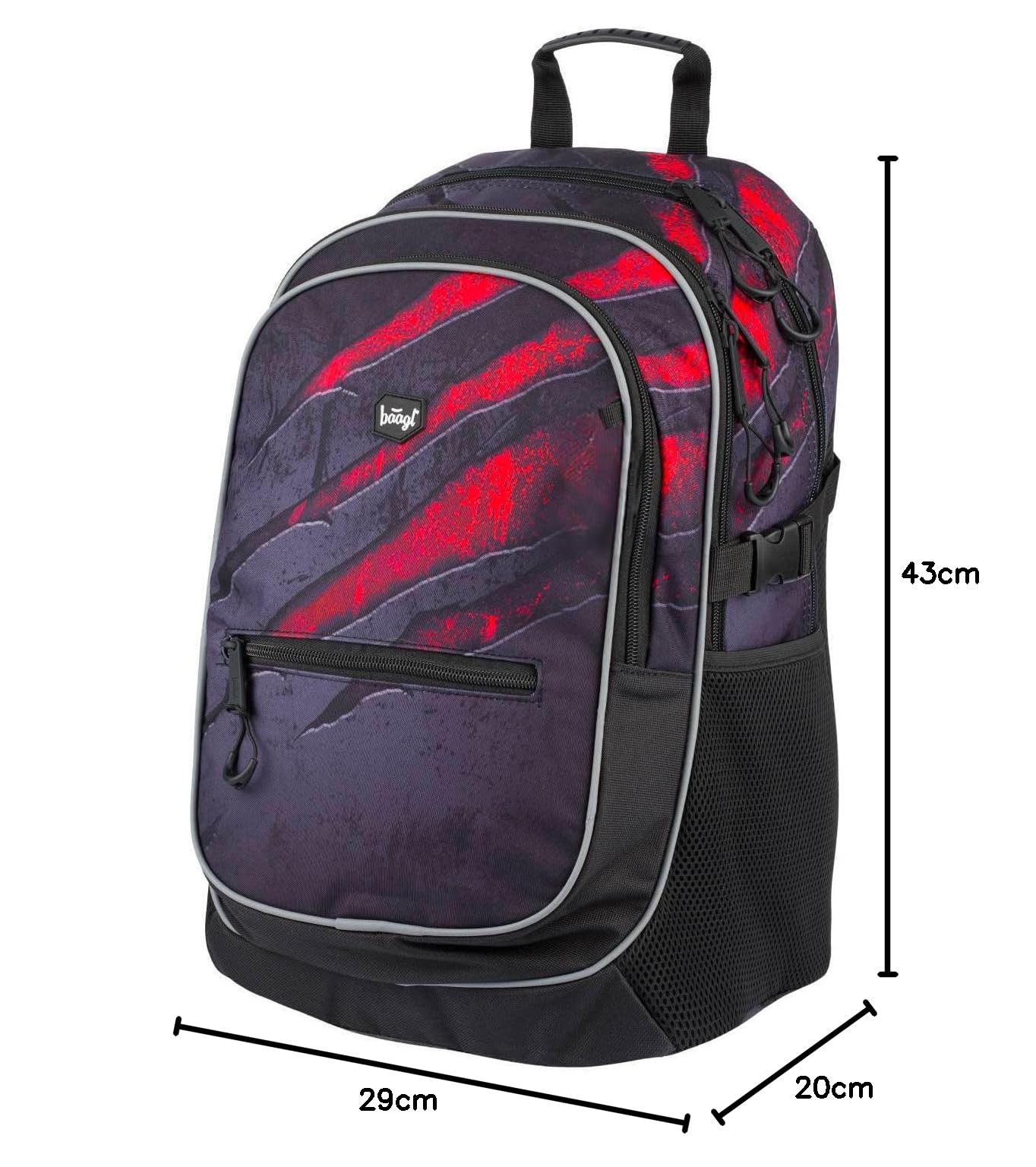 Baagl Mochila para niños, mochila escolar para niños con espalda ergonómica, correa de pecho y elementos reflectantes, Volcán 2