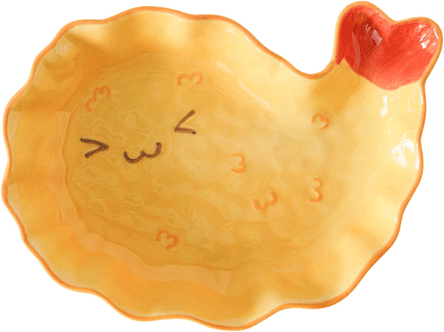 Cute Ceramic Serving Tray and Appetizer Plates with Shrimp Cartoon Design - Decorative Dish for Home, Snack and Fruit Display, 9 inch (Shrimp Tray)