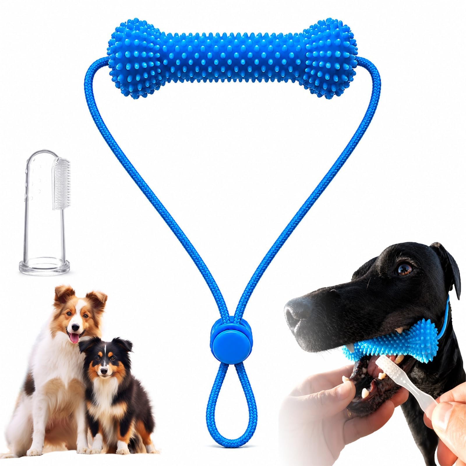 Dual-Action Canine Dental Prop, Dog Dental Chew Toy and Teeth Brushing Aid, Reusable Dog Teeth Cleaning Tool for Easier Pet Oral Care, Small Medium Large Dogs (1 pc)