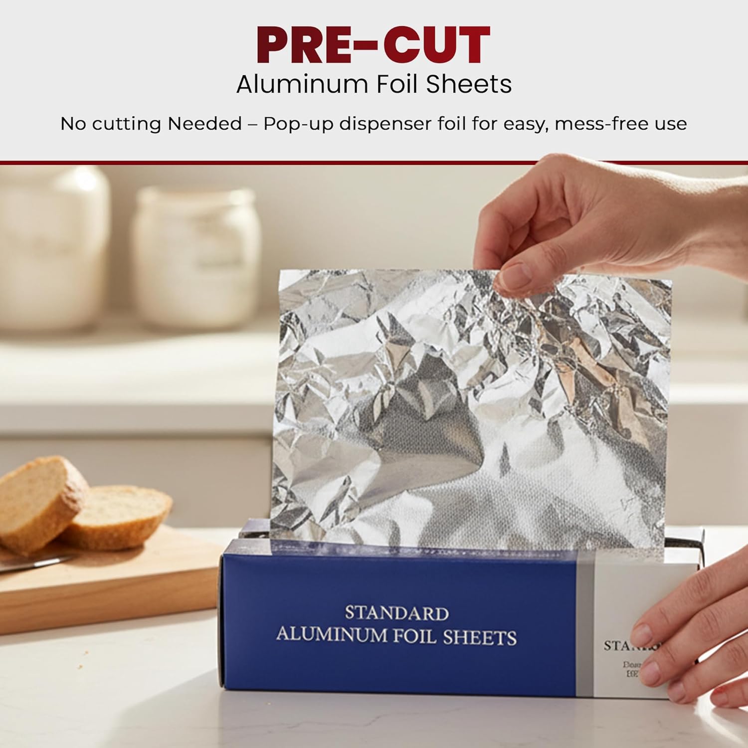 Pre-Cut Aluminum Foil Sheets, Foil Pop Up Sheets, 12x12 Inches, Box of 500 Sheets (1)