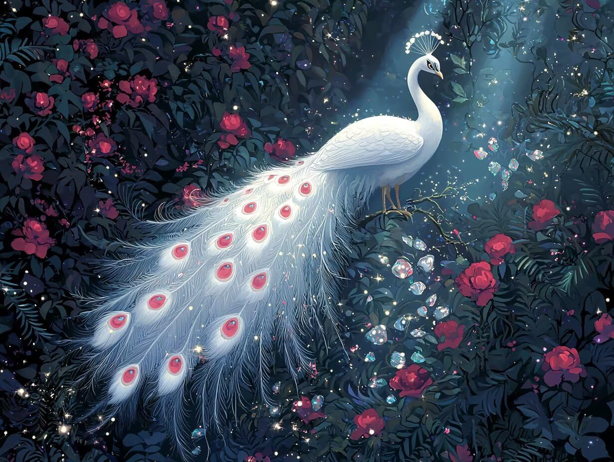 Diamond Painting Pfau Bastelset Erwachsene Eckige Steine 80x60 cm T0-1133