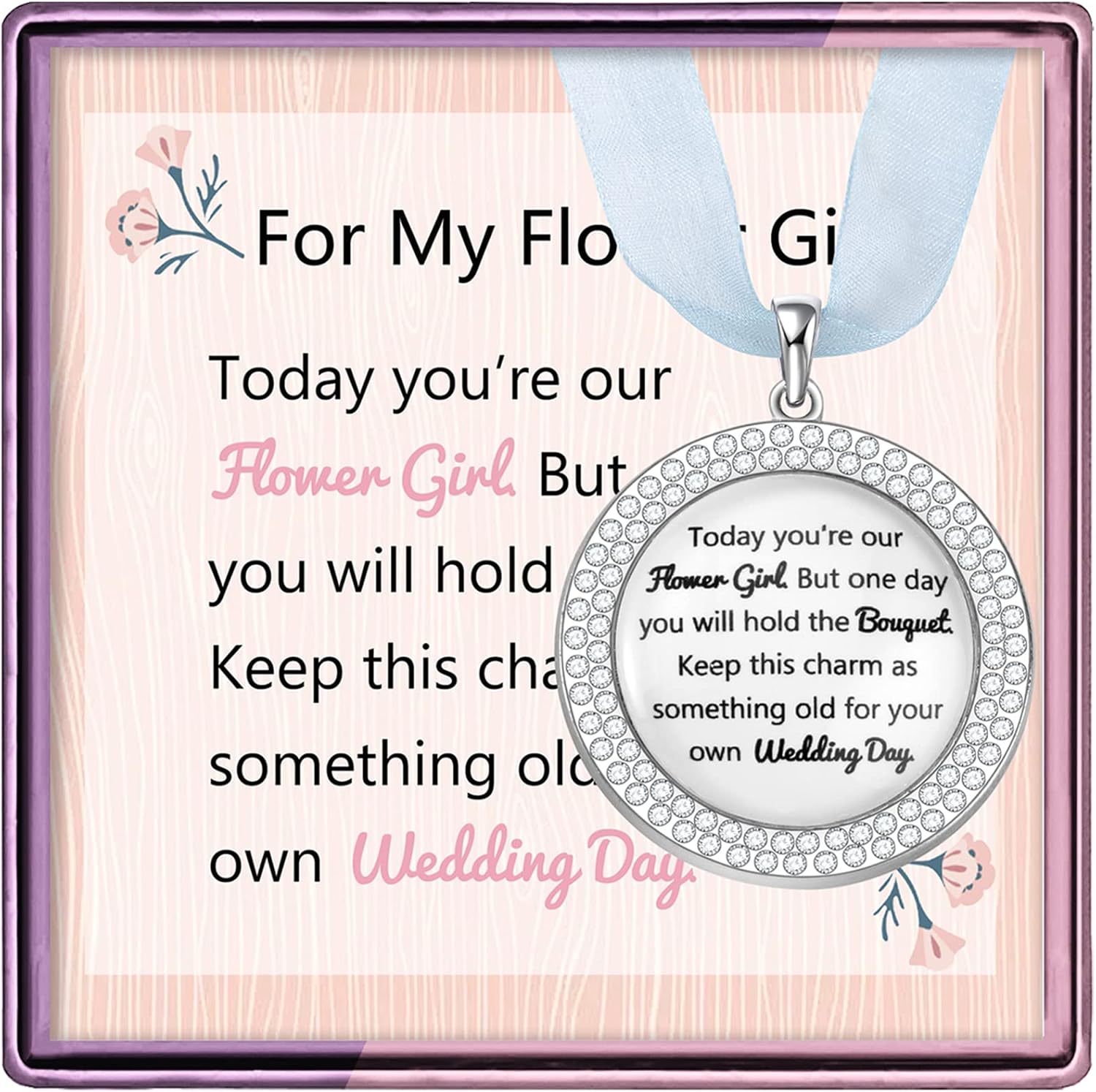 Haoze Wedding Bouquet Charm - Something Old, Something Blue for Flower Girl Proposal Gift