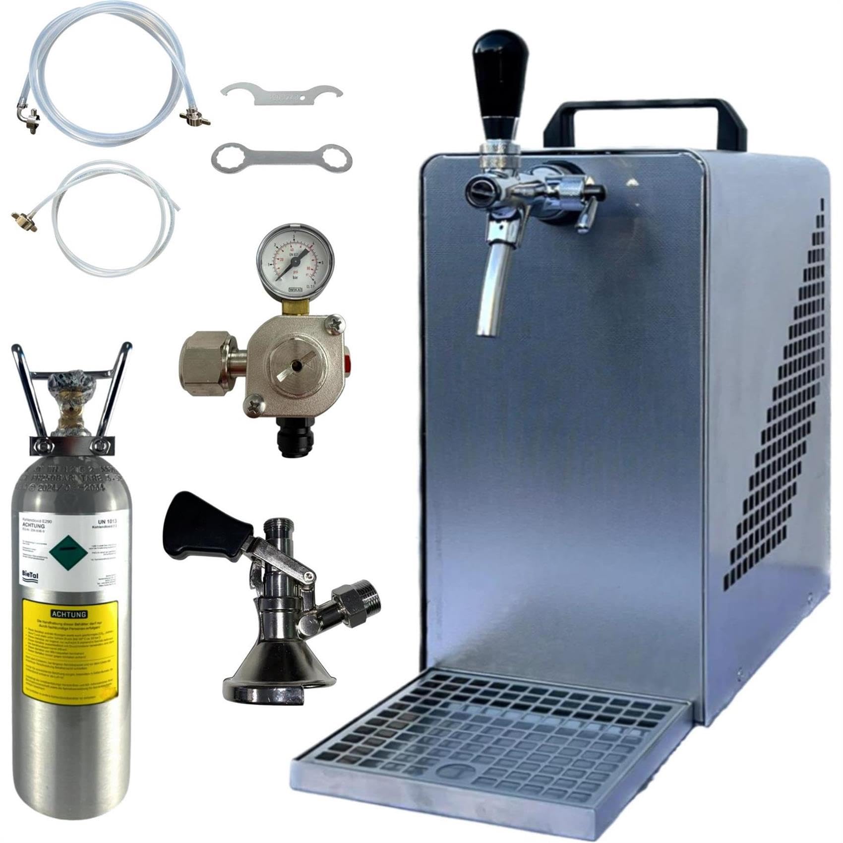 Bierzapfanlage Bierkühler Zapfanlage mit Kühlung 30 Liter/h - SET - Typ M - 2 Kg CO2