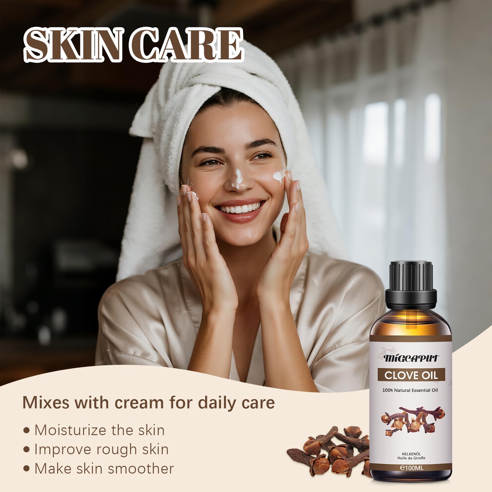 MIGCAPUT Olejek Eteryczny Goździkowy 100ML, Naturalny Olejki Aromaterapeutyczny, Oregano Premium do Dyfuzora, SPA, Masażu