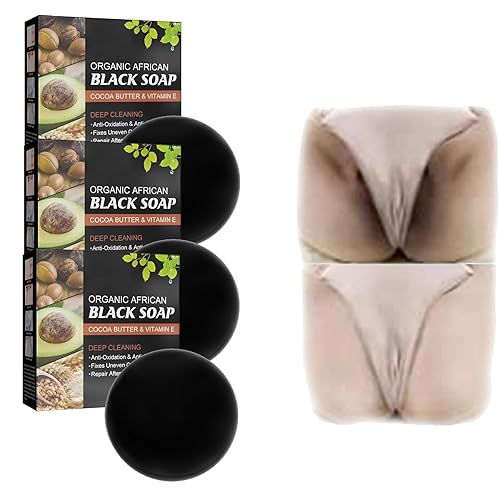 Jabón negro africano orgánico, manteca de cacao orgánica, jabón negro de limpieza profunda, jabón facial natural y jabón corporal para eliminar